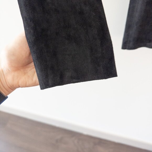 Joseph $1200 Slim Fit Suede Leggings 100% Lambskin with Stretch in Black - Picture 11 of 14